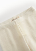 Naturfarvede uld leggings med pointelle og elastik i taljen