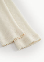 Naturfarvede uld leggings med pointelle og ribbet kant forneden