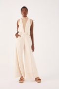 Pleated Button-Front Twill Overall_1