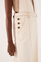 Pleated Button-Front Twill Overall