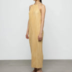 Pleated Halter Maxi Dress in Yellow