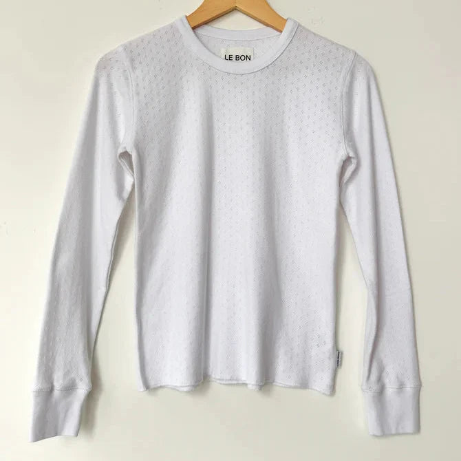 Pointelle Fundamental Tee in Snow White