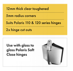Polaris / Atlantic Glass Pool Fence HINGE Panel, 12mm toughened glass frameless pool fence hinge panel - Image 3