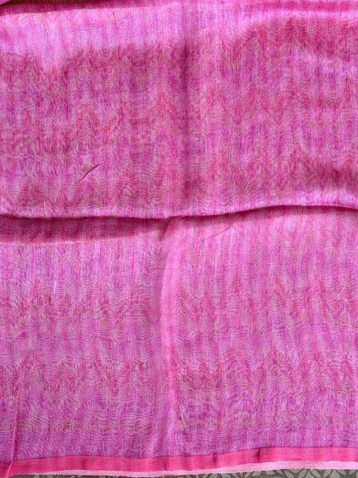 Printed silk Linen saree
