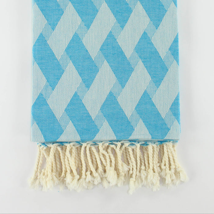 Prism Pattern Towel in Teal Blue