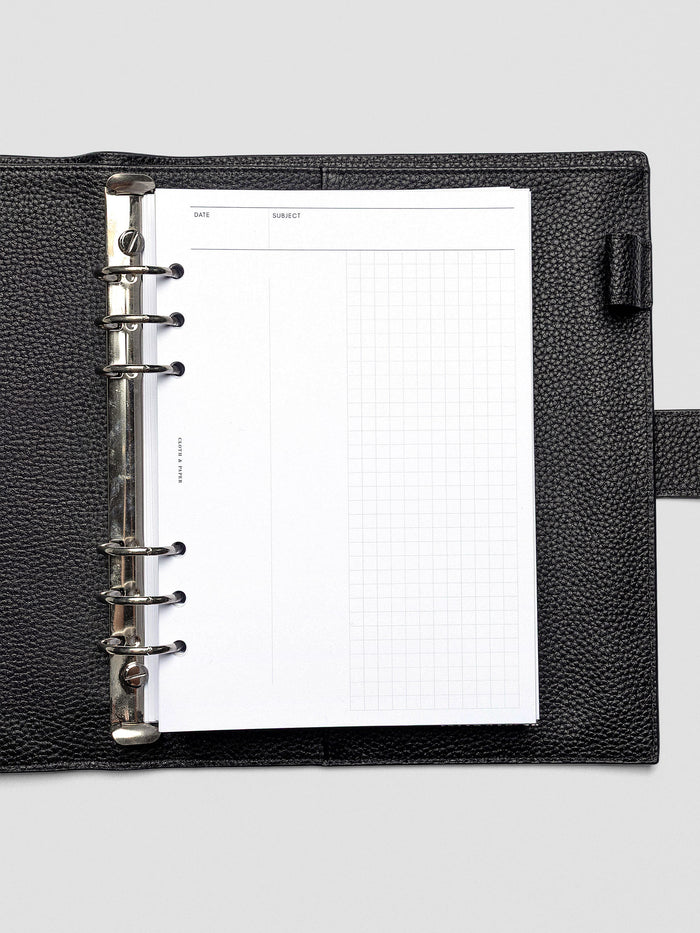 Open A5 Process Notes Insert showing clean grid pages for flexible planning.