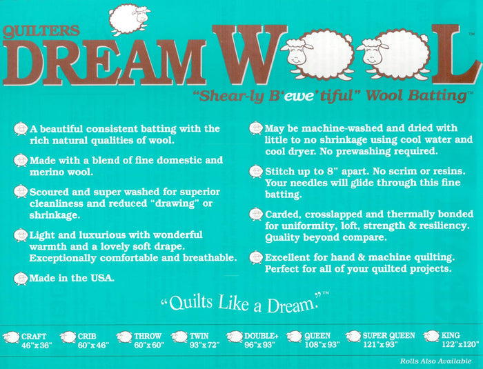 Quilters Dream Batting - Wool - Queen