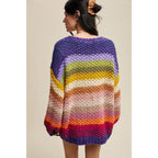 Rainbow Hand-Crochet Open Cardigan