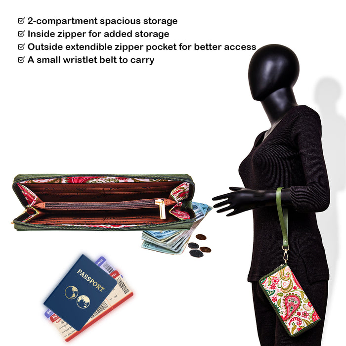 Women's paisley wristlet wallet for travel and daily use-feature image