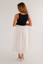 Navy & White Colorblock Midi Dress – Sleeveless Classic Summer Dress- Navy Knitted Midi Dress