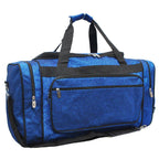 Glitter duffle bag for women, blue glitter duffle bags, blue glitter duffle bag, cheer duffle for girls personalized, dance bag essentials, dance personalized items, cheer competition bag, cheer gifts for girls, monogram duffle, personalized duffle bag for girls.