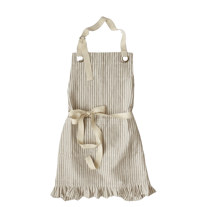 Ruffle Pin Stripe Apron: Green