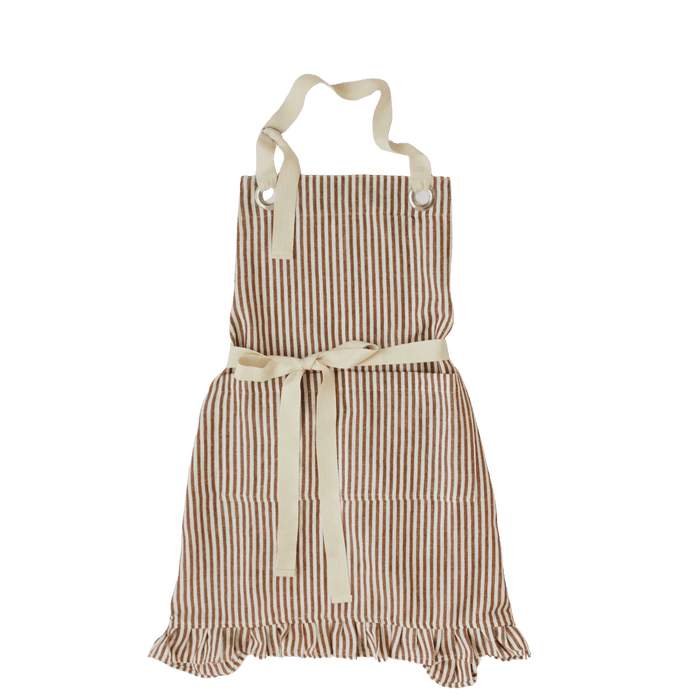Ruffle Pin Stripe Apron: Green