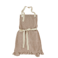 Ruffle Pin Stripe Apron: Rust