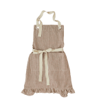 Ruffle Pin Stripe Apron: Rust