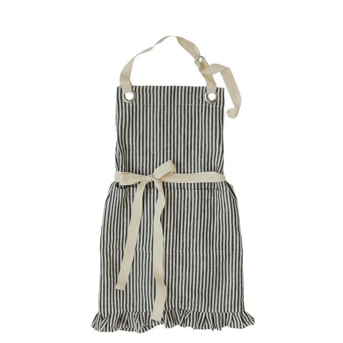 Ruffle Pin Stripe Apron: Rust