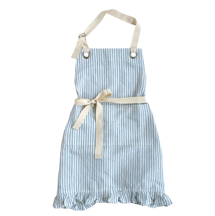 Ruffle Pin Stripe Apron: Rust