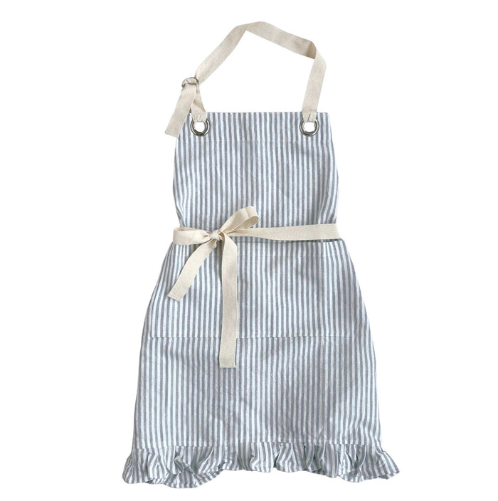 Ruffle Pin Stripe Apron: Rust