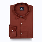 Rustic Red Softweave Cotton Tencel Textured Shirt For Men - Punekar Cotton