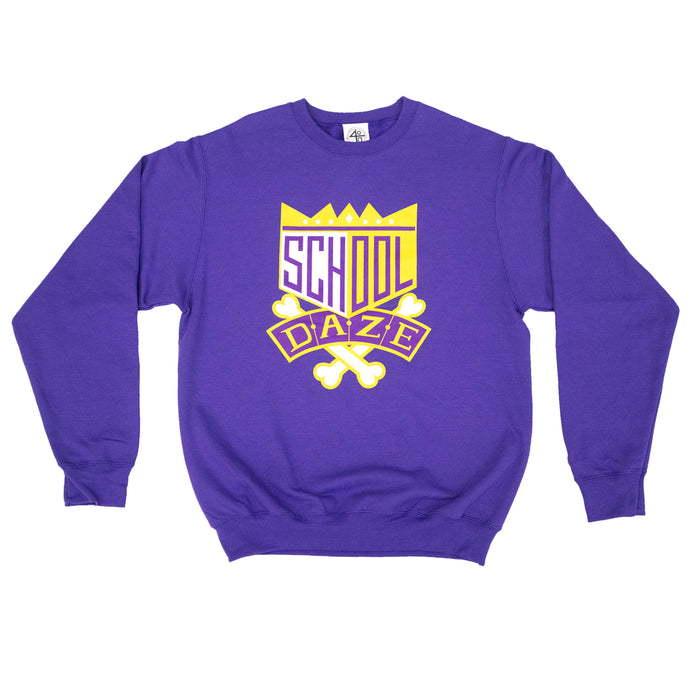 School Daze x HBCU Crew Neck Sweatshirt - Purple/Gold/White