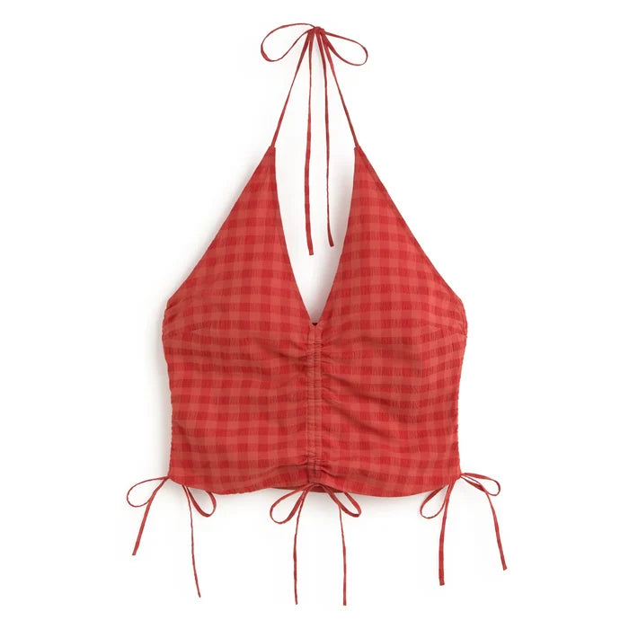 Seersucker Hiba Top in Red