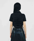 SHIRRING HALF SLEEVE SHIRT_BLACK