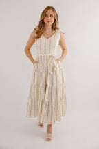 Blue Striped Floral Maxi Dress- Women's Elegant Floral Maxi Dress- Heyson Blue Floral Dress