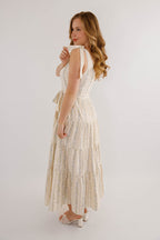 Blue Striped Floral Maxi Dress- Women's Elegant Floral Maxi Dress- Heyson Blue Floral Dress