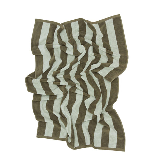 SIMPLE STRIPED TERRY TOWELS - OLIVE/SAGE: HAND