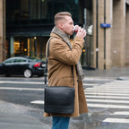 Soft Tannery Leather Messenger - Black - Bascora