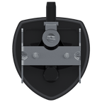 Southco N5-A0110A-A1 key-locking lift and turn compression latch with black plastic cup and chrome plated folding T-handle, back view