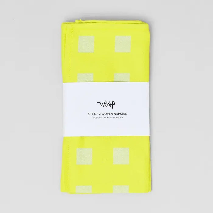 Squares Napkin Set Yellow/Soft Aqua