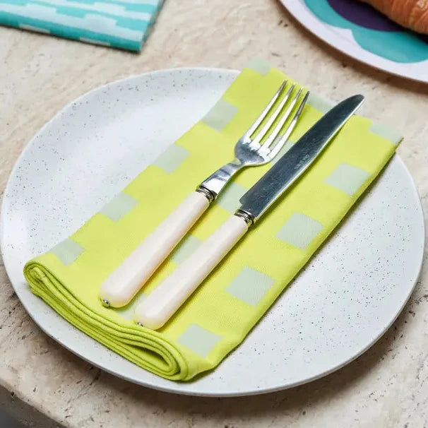 Squares Napkin Set Yellow/Soft Aqua