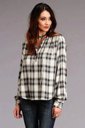 Stetson Ash Gray Plaid Herringbone Twill Shirt