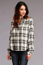 Stetson Ash Gray Plaid Herringbone Twill Shirt