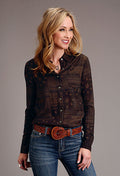 Stetson Brown Patchwork Bandana Print Shirt for Women