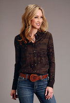Stetson Brown Patchwork Bandana Print Shirt for Women