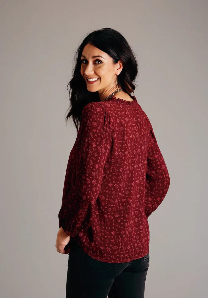 Stetson Ditzy Red Rayon Blouse