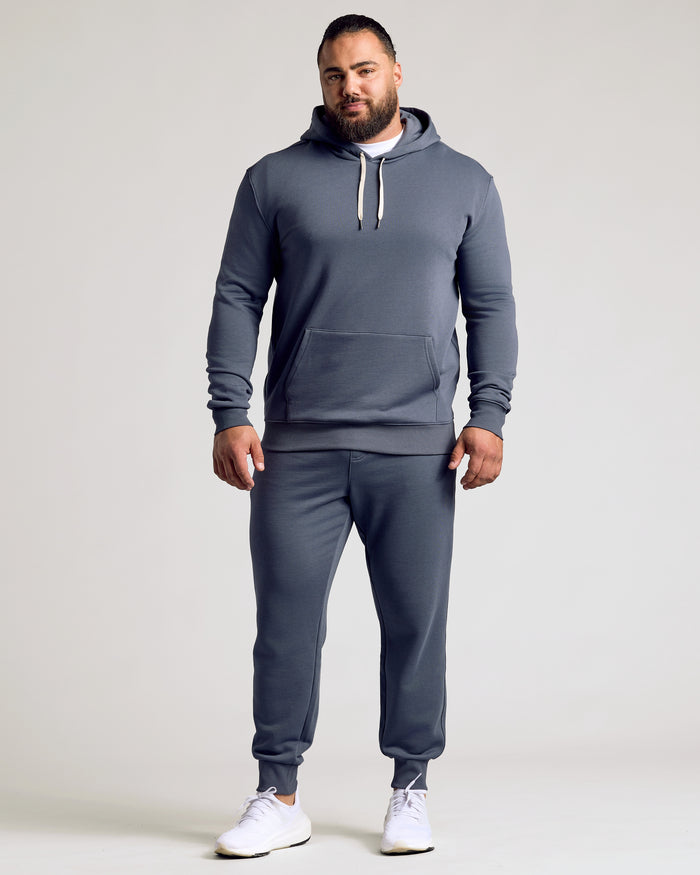 Stormy Fleece French Terry Pullover Hoodie worn by male model.
