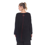 Textured Tunic W/ Pockets in Black/Grey - 2754-BLK