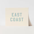 Poster with 'EAST COAST' text on a light background