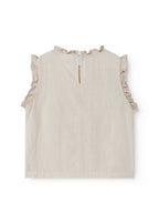Sleeveless beige top for children with pleats.