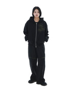 Trinity Flower Crop Hoodie Zip-up_Black