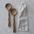 Twisted Mango Wood Salad Tongs