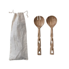 Twisted Mango Wood Salad Tongs