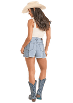 Cowgirl in shorts and boots, BW68D08503---A