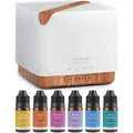 UPGRADE Cube Light Wood Essential Oil Diffuser with 6*10ml Oils