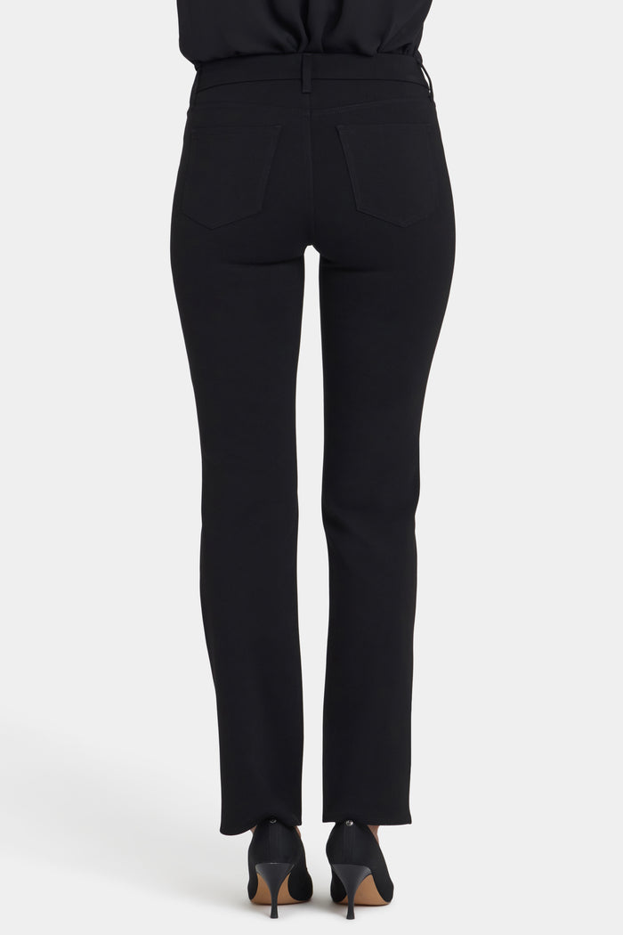 Vegan Leather And Ponte Marilyn Straight Pants - Black