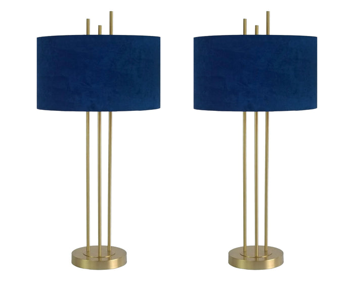 "Velvet Radiance" Metal Table Lamp (Set of 2) - Plated Gold Fiish