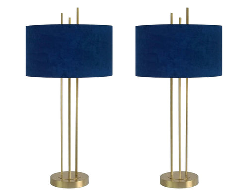 "Velvet Radiance" Metal Table Lamp (Set of 2) - Plated Gold Fiish